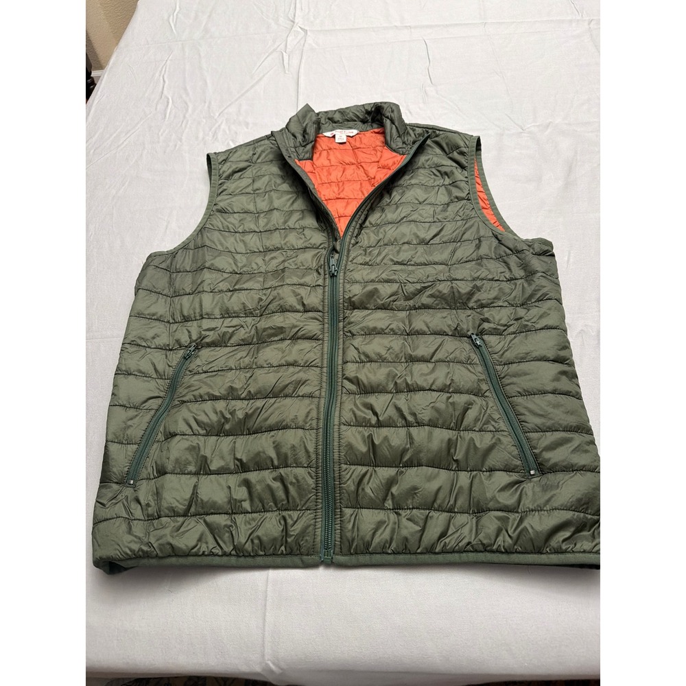 Brooks Brothers Red Fleece Mens Puffer Vest Olive Green Orange Thermore Medium